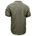 thumbnail image 5 of Men Short Sleeve Henley T-Shirt Casual Solid Color Button-up Henley Shirt Crew Neck Tee Tops, 5 of 5