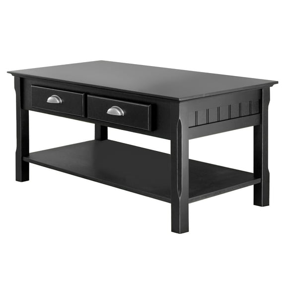 Contemporary Home Living 37.75" Black Elegant Timber Rectangular Top End Table with Drawers and