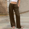 thumbnail image 2 of Wide Leg Palazzo Pants for Women Drawstring Elastic Waist Solid Pants Causal Summer Beach Vacation Pants, 2XL, 2 of 6