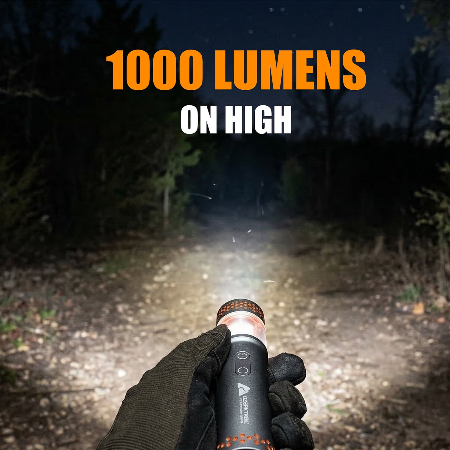Ozark Trail Rechargeable LED Pocket Flashlight and Lantern, 1000 lm, IPX5 Water-Resistant, Black & Orange