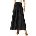 thumbnail image 1 of Faldas Boho para Mujeres Inspire Chic, Falda Maxi de Playa con Cintura Elástica Fruncida y Capas, Color Negro, 1 of 6
