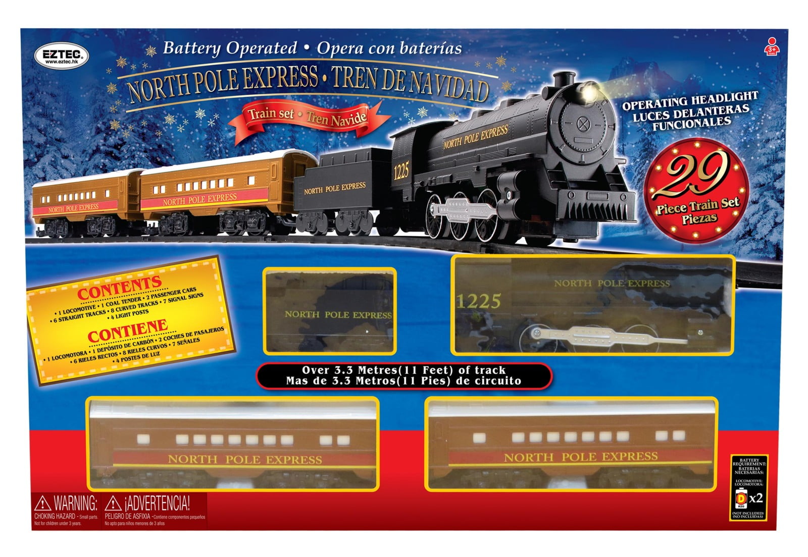 EZTEC North Pole Express Christmas Train Set Battery Operated 11' Track 29pc for sale online 