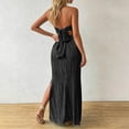 thumbnail image 5 of Bnwani Maxi Dresses for Women,Ladies Dresses,Bandeau,Pleated,Side Split,Solid,Black,L, 5 of 5