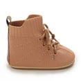 thumbnail image 6 of Meresysid Toddler Kids Infant Newborn Baby Spring New Baby Knitted High Top Lace-up Outside To Wear Non-slip Breathable Sweatproof Shoes Brown, 6 of 6