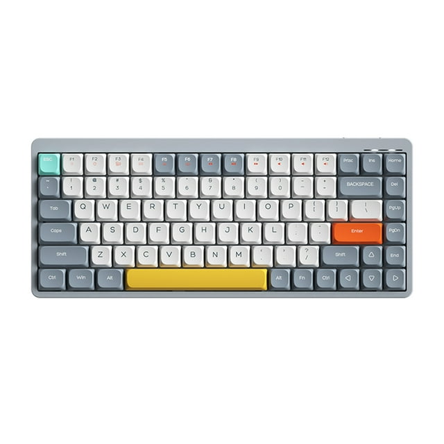 iBlancod Wireless Mechanical Keyboard 84 Keys 2.4G+BT5.0+Type-C 3 Connections 75% Low Profile Layout Keyboards 15 Effect 5 Brightness Levels for Tablet Laptop Smartphone Gateron Red Switche Light gray with Short Red Axis