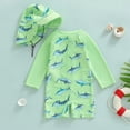 thumbnail image 4 of Ccpelsie Toddler Infant Baby Boy Swimsuit Newborn Rash Guard Boys One Piece Zipper Bathing Suit Swimwear with Hat(Green,6-12 Months), 4 of 7