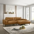 thumbnail image 3 of Oasis Modern Design Top Grain Leather Right-Faced Sectional Sofa in Tan, 3 of 7