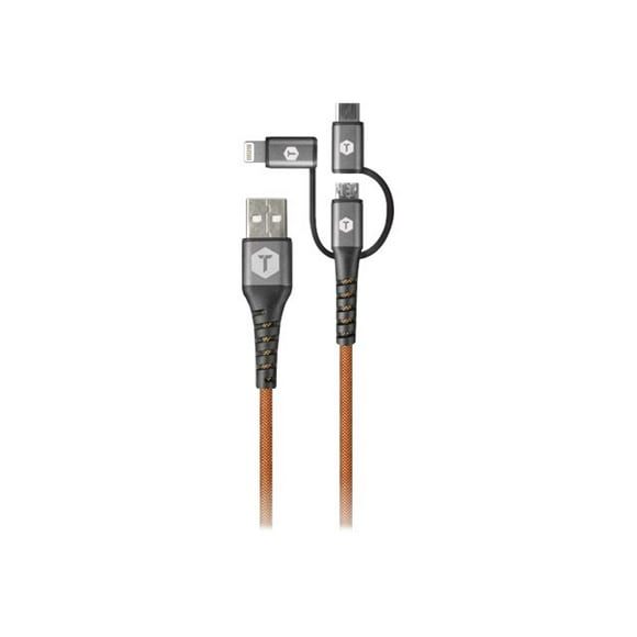 Tough Tested 3 IN 1 PRO PET Armor Weave CABLE - USB cable - USB (M) to Lightning, Micro-USB Type B, USB-C (M) - 6 ft