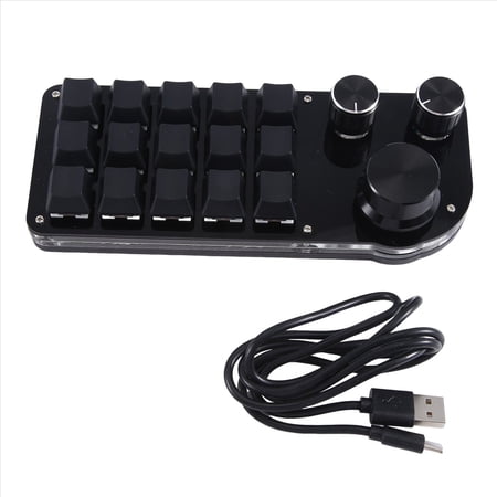 Programming Macro Custom 15 Keys 3 Knob Keyboard RGB Copy Paste Mini Button Photoshop Gaming Keypad Mechanical Hotswap A,1 x Programming Macro Keyboard 1 x data cable,Black