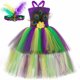 thumbnail image 2 of Disfraz de pavo real para niñas, vestido de princesa con tutú de tul y plumas de flores para niñas, vestidos de fiesta para desfiles de carnaval y Halloween, 2 of 5