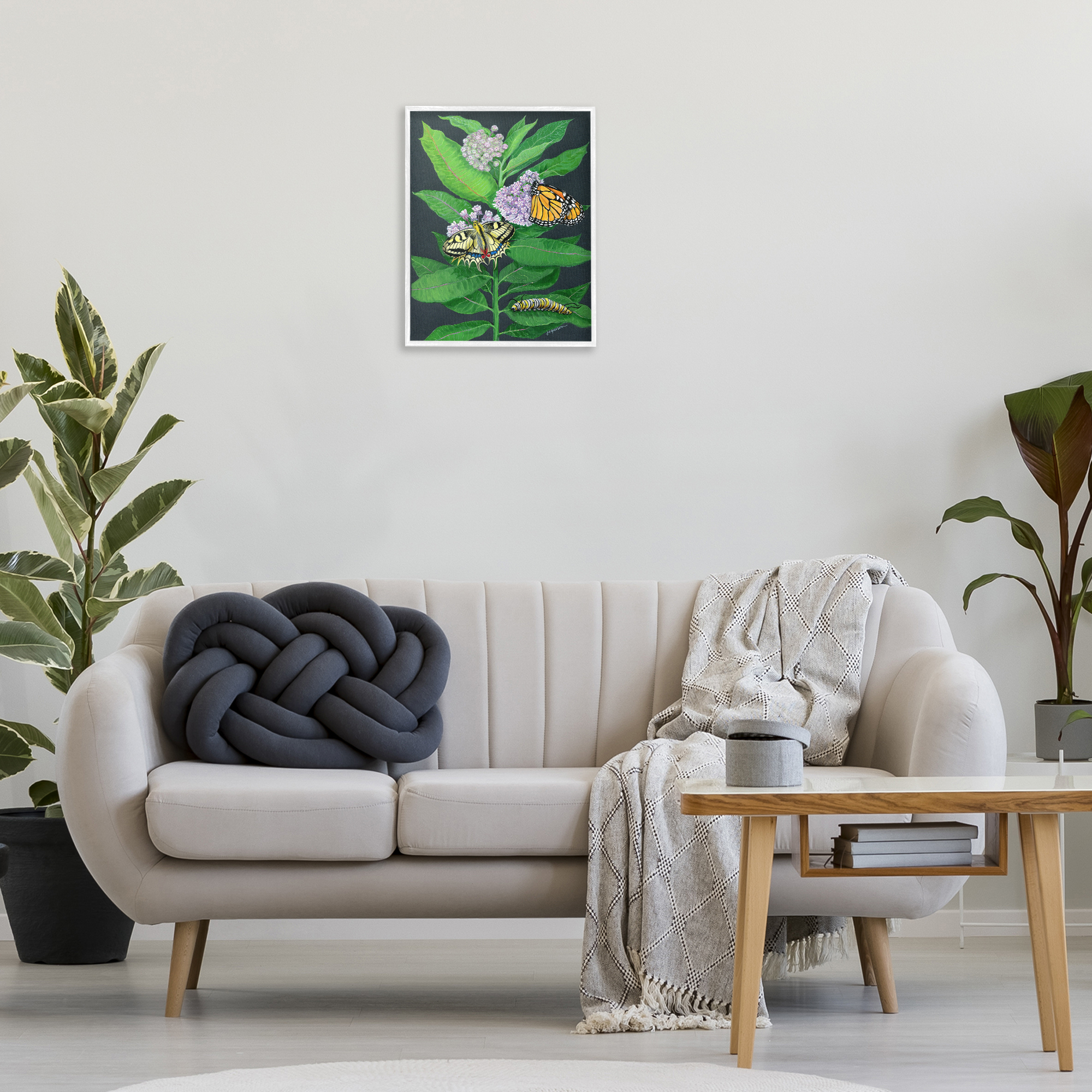 Stupell Industries Vintage Milkweed & Insects Animals & Insects Painting White Framed Art Print Wall Art, 16 x 20