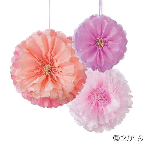 5 Hanging Tissue Paper Pom Poms Pompoms Balls Party Flower Venue Decorations UK 