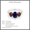 thumbnail image 4 of Gem Stone King 10K White Gold Oval Blue Sapphire Red Garnet and Diamond Accent 3 Stone Women Engagement Ring (2.84 Cttw, Gemstone Birthstone, Size 8.5), 4 of 4