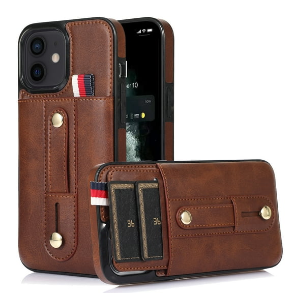 Compatible with iPhone 11 Case Wallet with Slide Credit Card Holder, Flip Premium PU Leather Hidden Kickstand Classic Retro Heavy Duty Protective Cover for iPhone 11,Brown