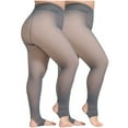 thumbnail image 1 of Roncen 2-Pack Plus Size Footless Tights, 90g Lightweight Warm Sheer Leggings, Invisible Comfort, 1 of 7