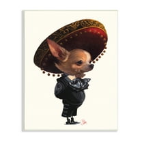 Stupell Industries Mariachi Chihuahua with Sombrero Adorable Pet Dog, 10 x 15, Designed by Thomas Fluharty