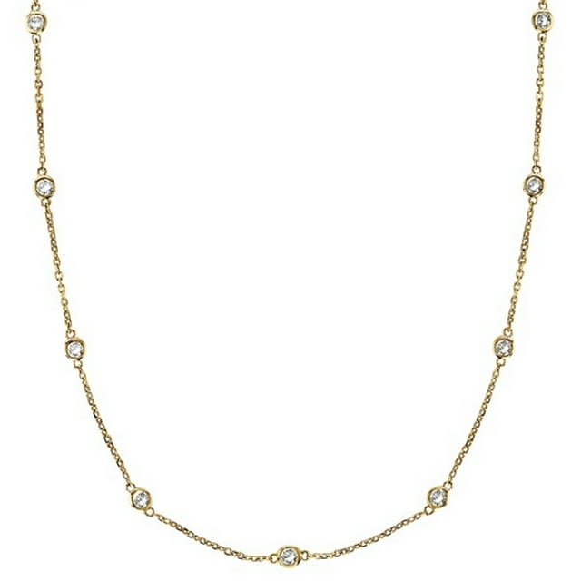 Diamond Station Necklace Bezel-Set in 14k Yellow Gold (1.00ctw)