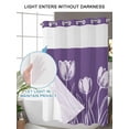 thumbnail image 4 of No Hook Shower Curtain with Snap in Liner Purple Tulip Flower Shower Curtain -Fabric Waterproof Inner Liner, Flower Shower Curtains Washable 36"x78", 4 of 9