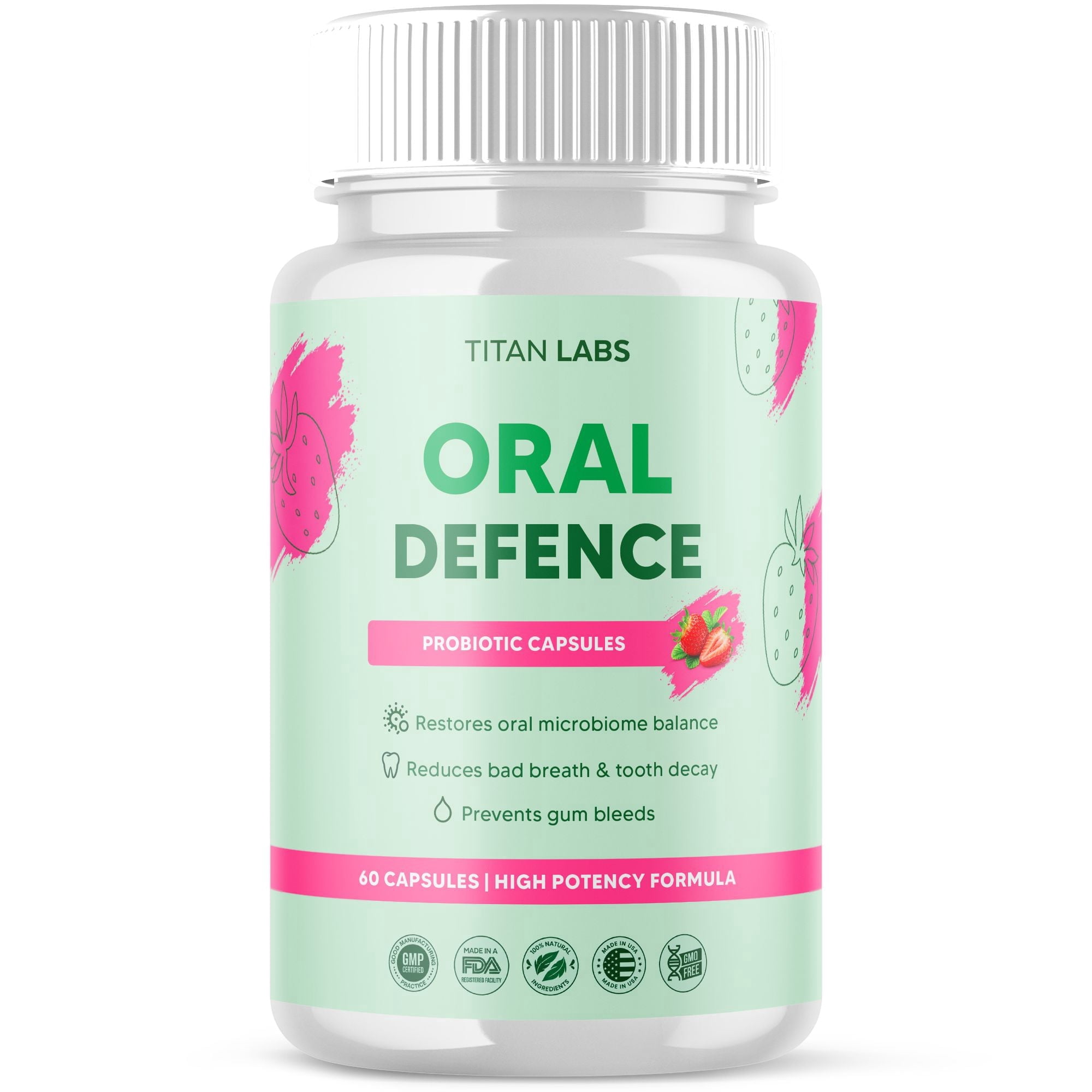 Oral Defence Advanced Dental Probiotic Formula for Healthy Teeth and Gums All Natural OralDefence 60 Capsules