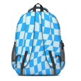thumbnail image 3 of Blue Wavy Checkered Pattern Backpack for School, Cute School Bag with Adjustable Shoulder Straps and Padded Back, 16.9"x12.6"x5.9", 3 of 5