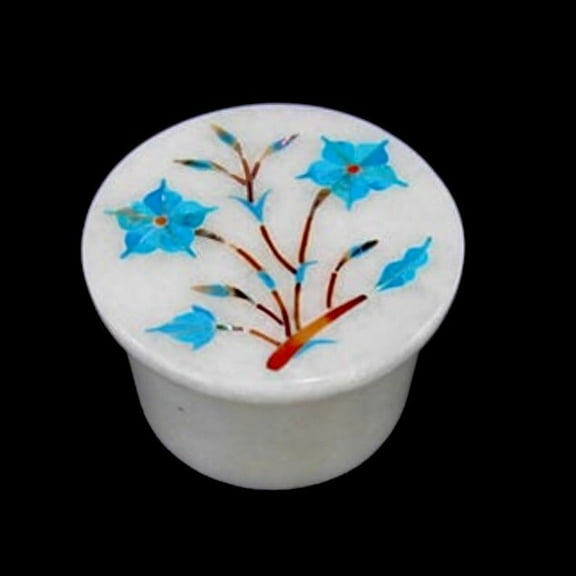 Handcrafted Vintage Stone Inlay Trinket Box – Decorative Marble Box for Jewelry, Small Keepsakes, and Gifts