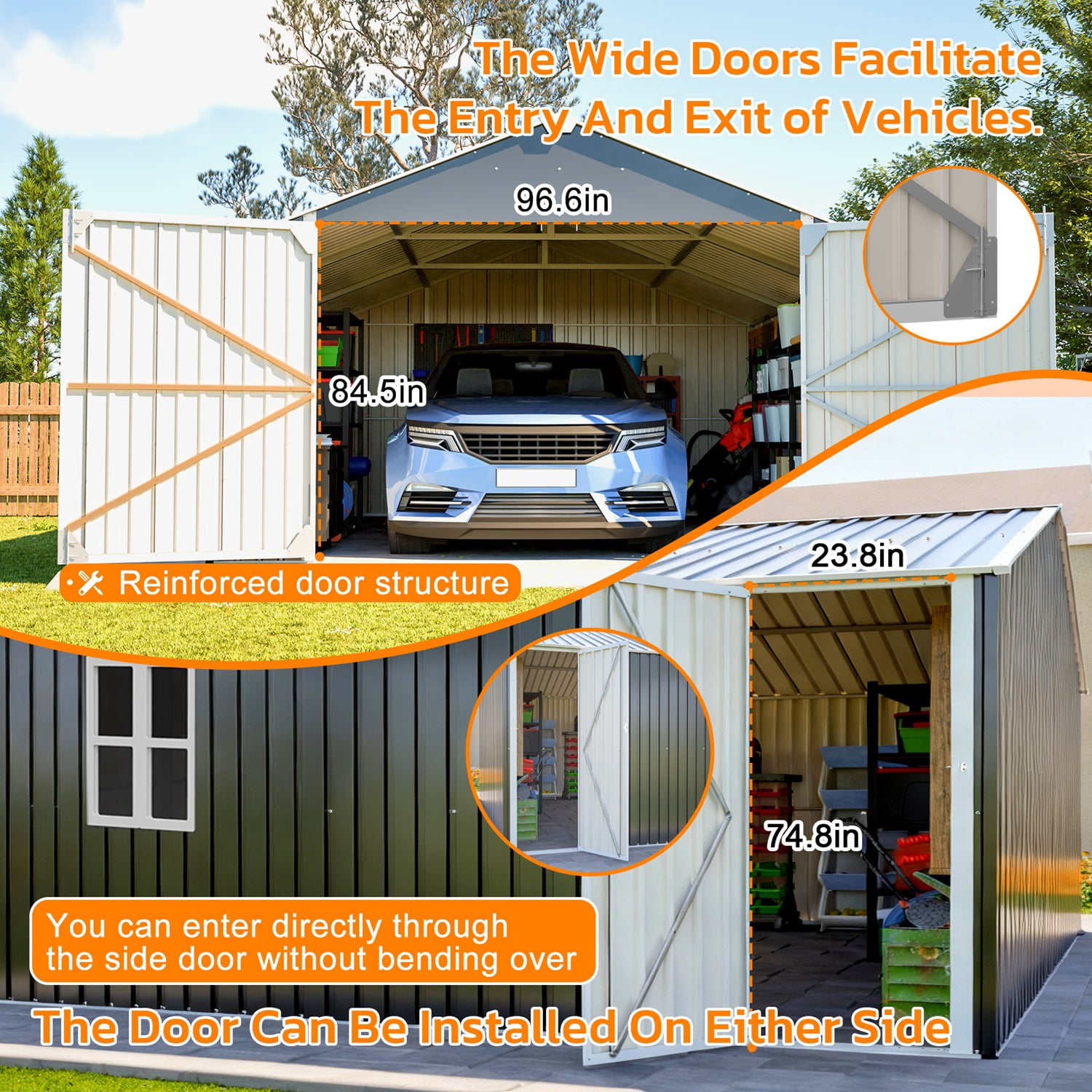 12x20x9.3 FT Outdoor Metal Garage Shed, 1810 CUFT Extra Large Steel Storage Building with Double Doors, 14.5" Snow Load Heavy-Duty All-Weather Garden Shed for Vehicles, Tools & Equipment