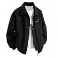 thumbnail image 6 of PNTUTB Outerwear for Men Full Zip Snap Button Lapel Jacket Solid Color Long Sleeve Coat Casual Comfort Trendy Fashion Outerwear with Pockets, 6 of 7