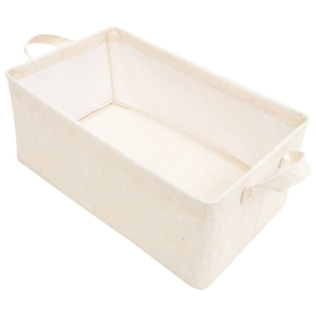 WRISTBIQUE White Cotton Fabric Storage Basket Portable Closet Organizer for Clothes Books and Household Items