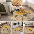 thumbnail image 5 of Round Rugs 3Ft, Vintage Yellow Floral Round Area Rug Washable Indoor Throw Carpet, Spring Summer Botanical Small Non Slip Circle Rug for Bedroom Living Room Home Decor Aesthetic, 5 of 8