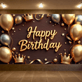 thumbnail image 5 of Decorative Design Happy Birthday Banner Balloon Decoration Glitter Crown Elegant Backdrop for Birthday Celebration Indoor Party Event Background, 5 of 8