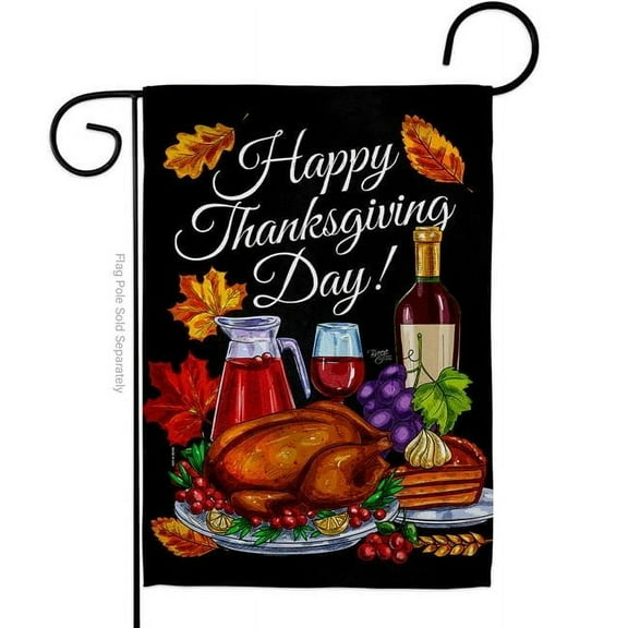 Breeze Decor G163104-BO 13 x 18.5 in. Thanksgiving Dinner Garden Flag with Fall Double-Sided Decorative Vertical Flags House Decoration Banner Yard Gift