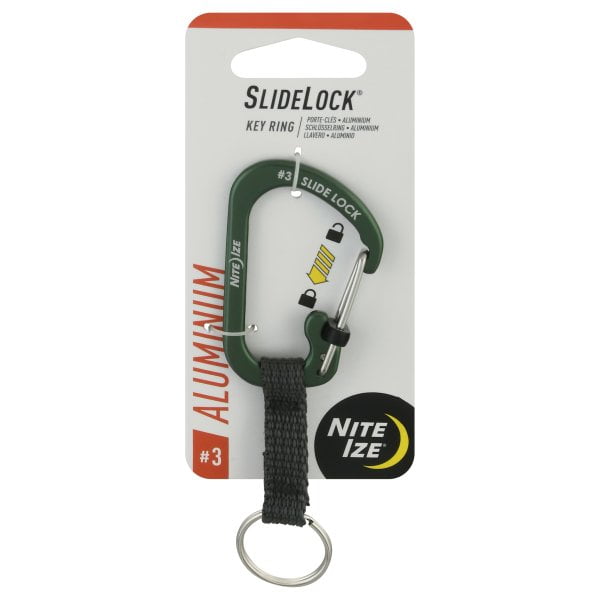 3-Pack Nite Ize SlideLock Key Ring #3 Black Steel Locking Keychain Carabiner 
