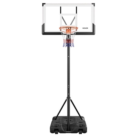 VEVOR Portable Basketball Stand, 10 ft Height Adjustment Basketball Hoop & Goal, Portable Basketballs Hoop with 54 inch PC Backboard & Wheels for Kids, Teens, Adults in Driveways, Pools, Schools
