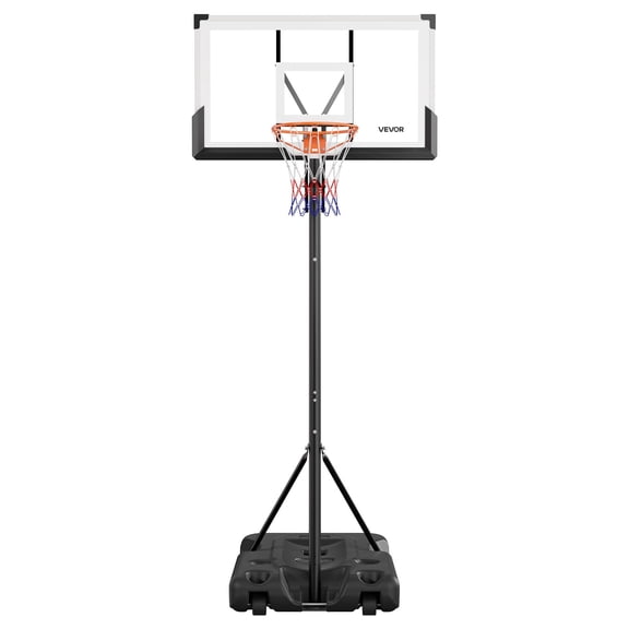 VEVOR Portable Basketball Stand, 10 ft Height Adjustment Basketball Hoop & Goal, Portable Basketballs Hoop with 54 inch PC Backboard & Wheels for Kids, Teens, Adults in Driveways, Pools, Schools