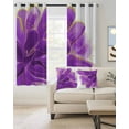 thumbnail image 2 of Purple Gold Flower Blackout Curtains 63 Inches Length, Abstract Farmhouse Modern Floral Window Treatment Thermal Insulated Drapes for Bedroom Living Room 2 Panels 104x63 Inches, 2 of 8