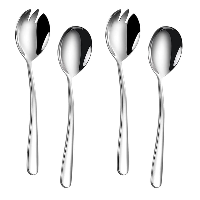 Couverts à Salade en Acier Inoxydable, Ensemble de 4 Couverts à Salade, Ensemble de Couverts à Salade, Fourchettes à Salade, Cuillère de Service