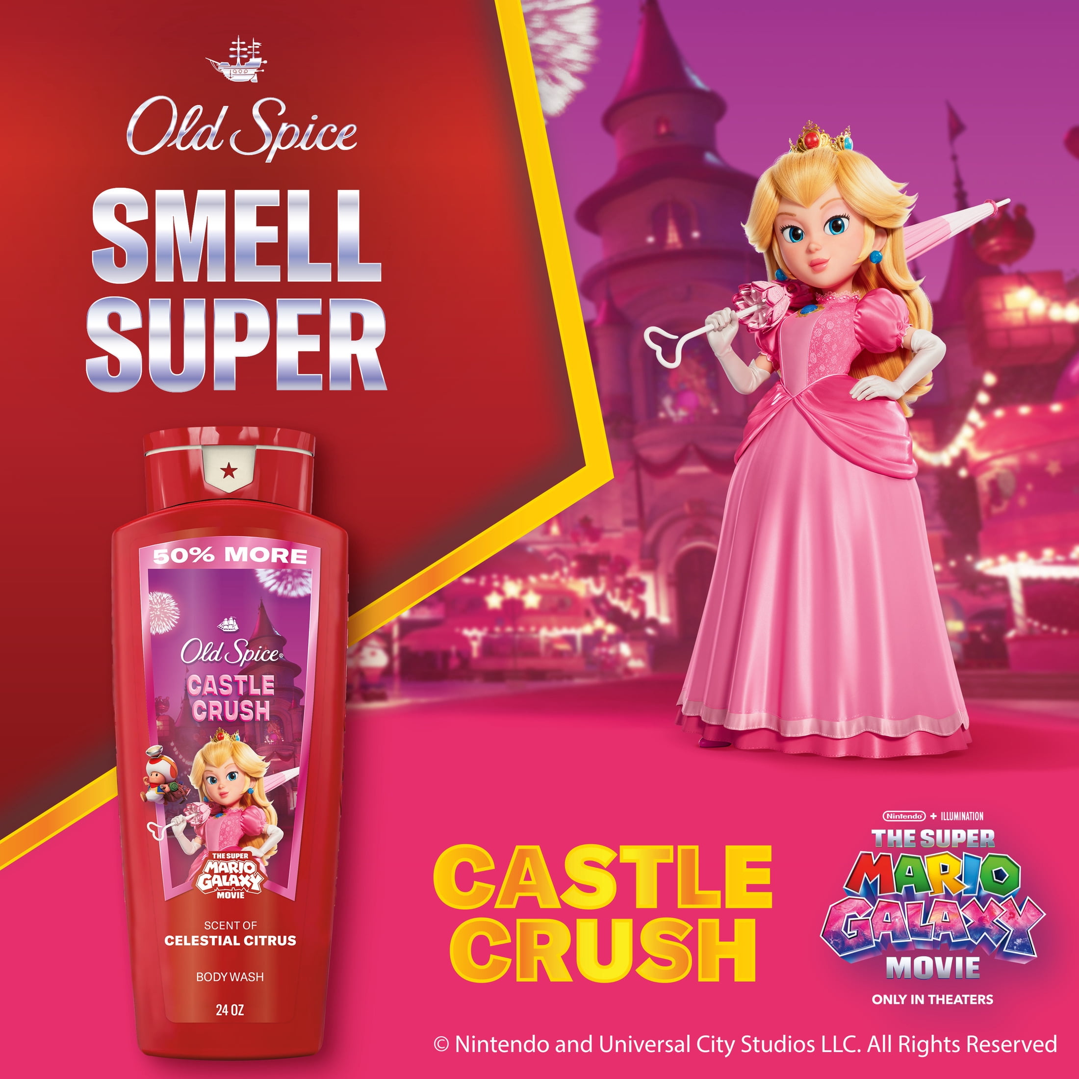 Old Spice Body Wash for Men, Castle Crush, Scent of Celestial Citrus, Old Spice x The Super Mario Galaxy Movie, 24 fl oz