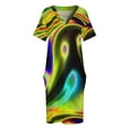 thumbnail image 4 of Abstract psychedelic neon multi coloured swirls. Smoke effects. Loose Pocket Dress summer woman dress 2025 cocktail dresses, 4 of 7