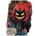 thumbnail image 5 of Towmus Halloween Sweatshirts for Women Long Sleeve Cute Cat Printed Sweatshirt Crew Neck Graphic Pullover Tops, 5 of 6