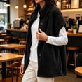 thumbnail image 4 of Kinrui Womens Fuzzy Fleece Vest Oversized Casual Warm Sherpa Jacket Sleeveless Button Down Outerwear with Pockets Solid Color Cap Sleeve Loose Fit Fall Winter Coats Black XXXL, 4 of 7