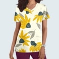 thumbnail image 2 of Nmnitkp Scrubs Tops for Women Sunshine Sunflower Print Scrub Tops Comfortable and Practical Women Tops V-neck Short Sleeved Pocket ,Scrub Tops Women Stretchy, 2 of 5