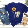 thumbnail image 4 of Camiseta de mujer Blusa con cuello redondo y manga corta con estampado de girasol, azul marino, L sidaley  AP001988-19, 4 of 5