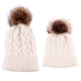 thumbnail image 4 of URMAGIC 2PCS Parent-Child Hat,Mother & Daughter/Son Winter Warm Knit Hat with Pom Pom, 4 of 4
