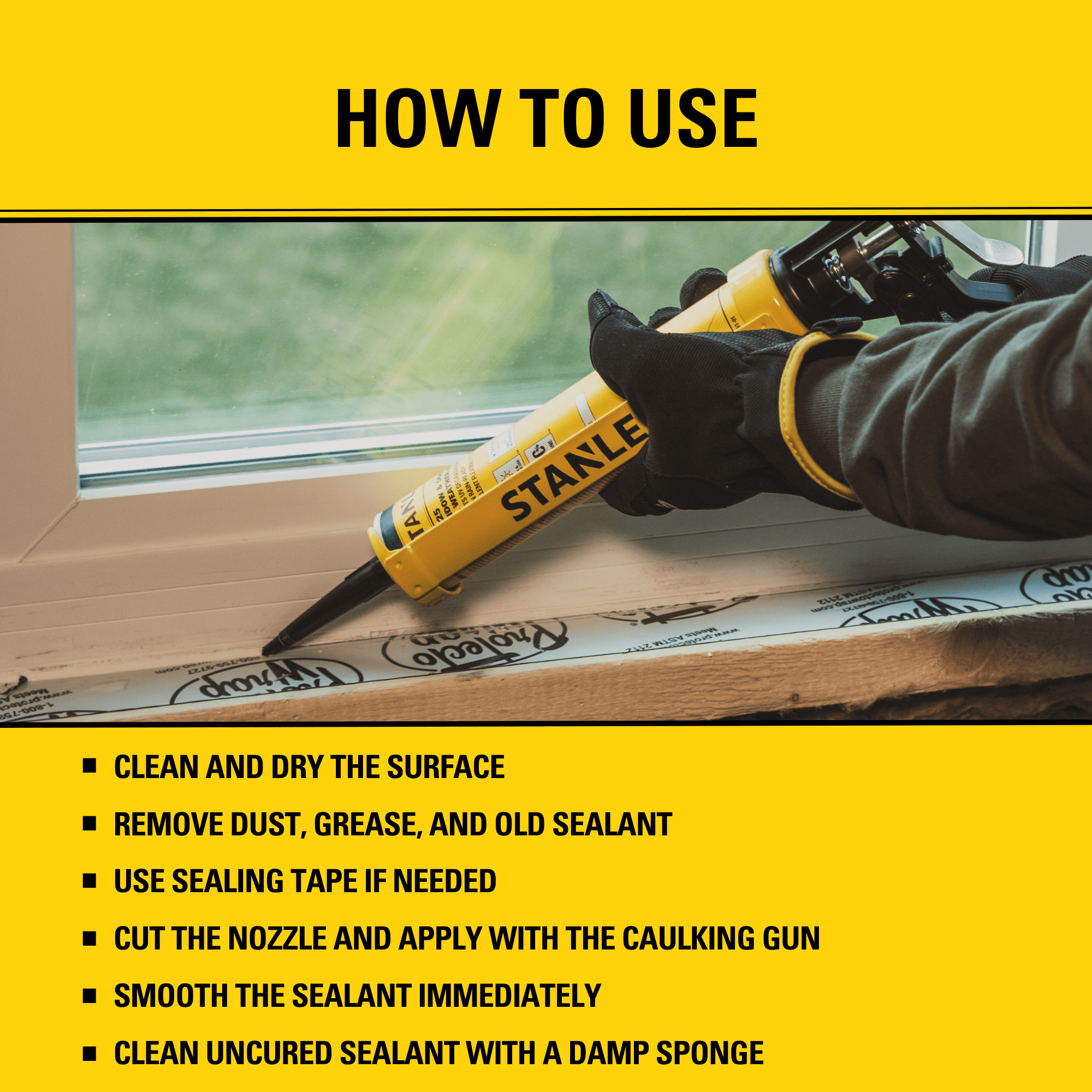 Stanley All Weather Pro Weatherseal Silicone Sealant,10.1 fl oz - Clear-12 Pack