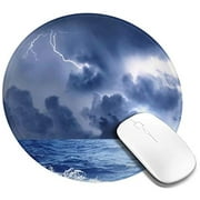 Round Mouse Pad - Lightning Non-Slip Rubber Circular Mice Mat - Stitched Edges Mousepad - Suitable for Home, Office, Workspace