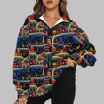 thumbnail image 1 of Qiopertar Chandail en Molleton à Manches Longues Imprimé Col Rabattu Fermeture Éclair Mode Décontractée pour Femmes Blouse Offres de la Semaine Liquidation à Moins de 5$ jusqu'à 90 % de Réduction, 1 of 5