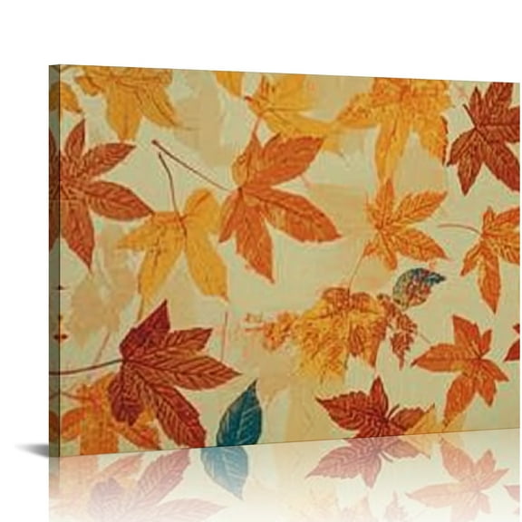 Autua Orange Leaves Wall Art Canvas for Living Room Bedroom Home Office Wall Decor 20x16in
