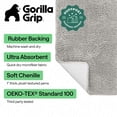 thumbnail image 3 of GORILLA GRIP Chenille Bath Rug 24x17, Rubber Back Quick Dry Washable Microfiber Bathroom Mats, Light Gray, 3 of 10