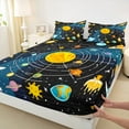 thumbnail image 3 of Manfei Galaxy Planet Twin Sheet Sets,Solar System Twin Fitted Sheet,Outer Space Theme Flat Sheet For Boys Kids,Ultra Soft Home Decor,3-Piece, 3 of 7