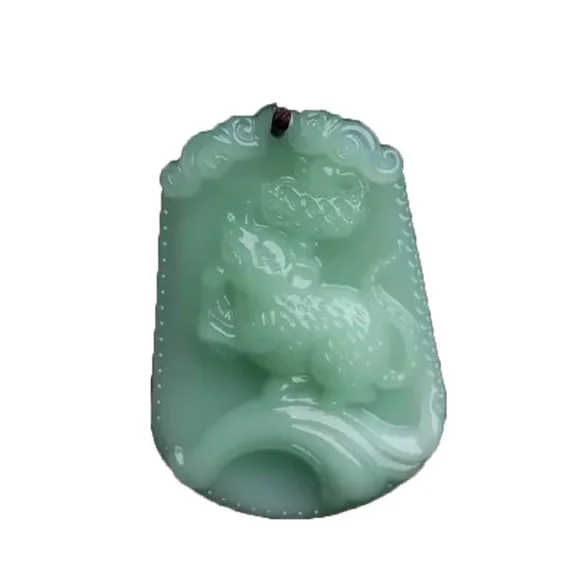 PAMTIER Men's Created-Jade Vintage Classic Square Chinese Zodiac Dog Tag Sign Pendant Horoscope Animal Patron Saint Amulet Necklace Rat